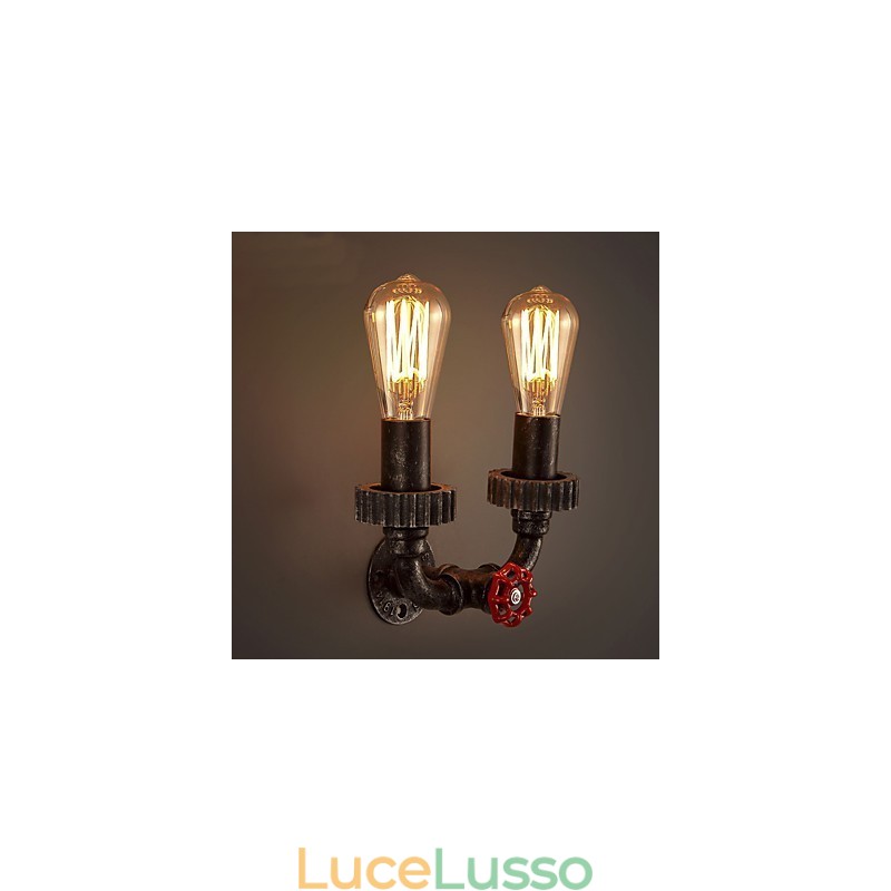 2 teste Vintage Industrial Metal Wall Lights Ristorante Caffetteria Bar Decorazione illuminazione