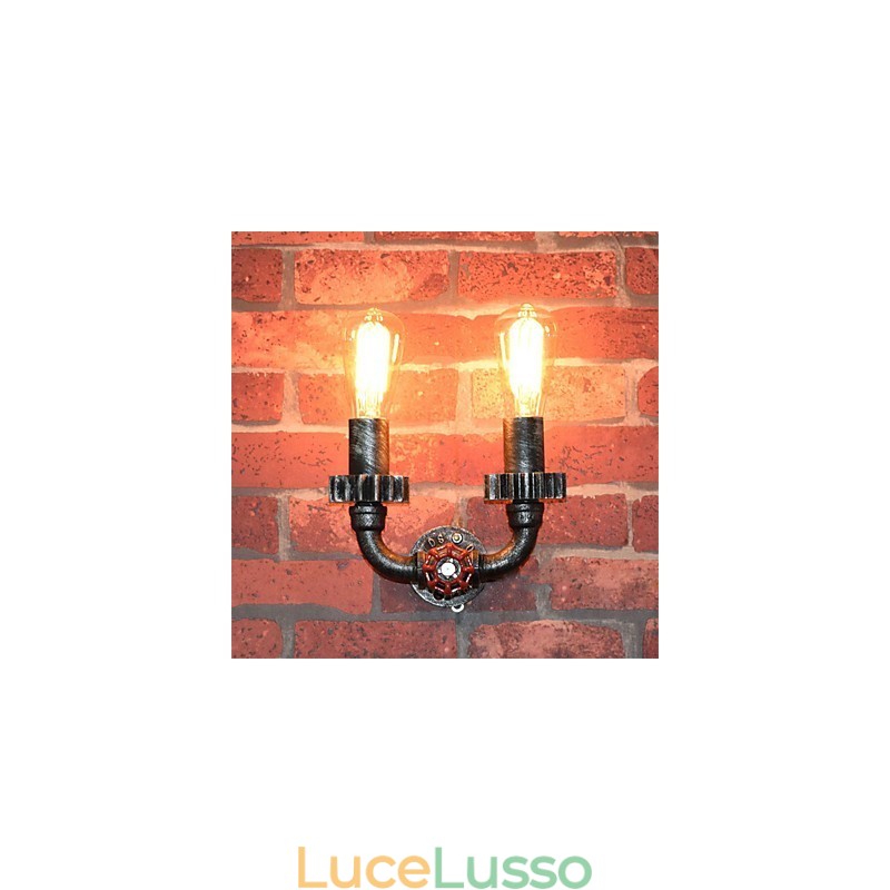 2 teste Vintage Industrial Metal Wall Lights Ristorante Caffetteria Bar Decorazione illuminazione