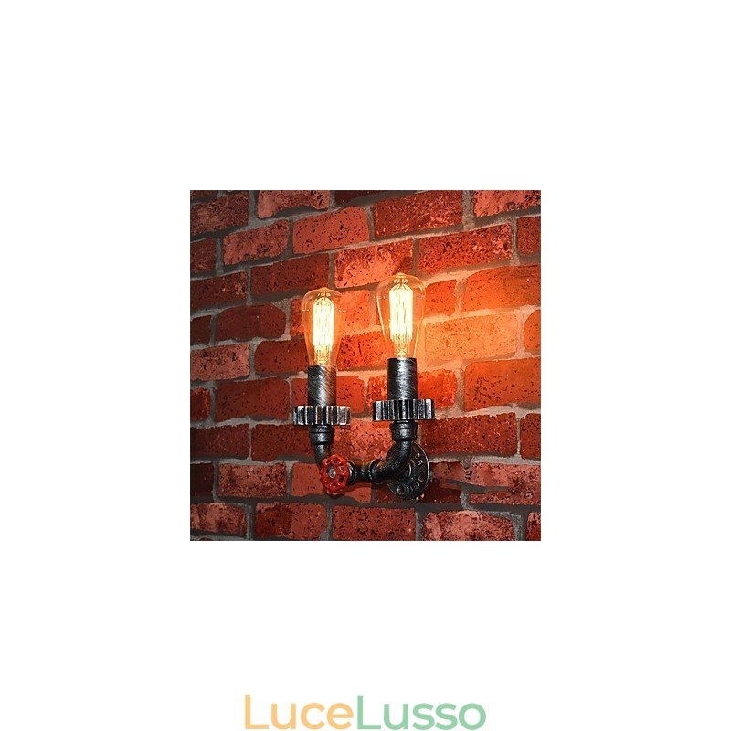 2 teste Vintage Industrial Metal Wall Lights Ristorante Caffetteria Bar Decorazione illuminazione