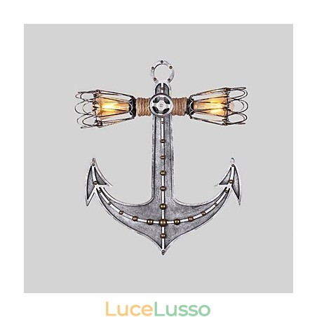 Applique da parete vintage in legno a forma di ancora per barche, illuminazione creativa per ristoranti, bar e caffè Applique da parete vintage in legno a forma di ancora per barche, illuminazione creativa per ristoranti, bar e caffè