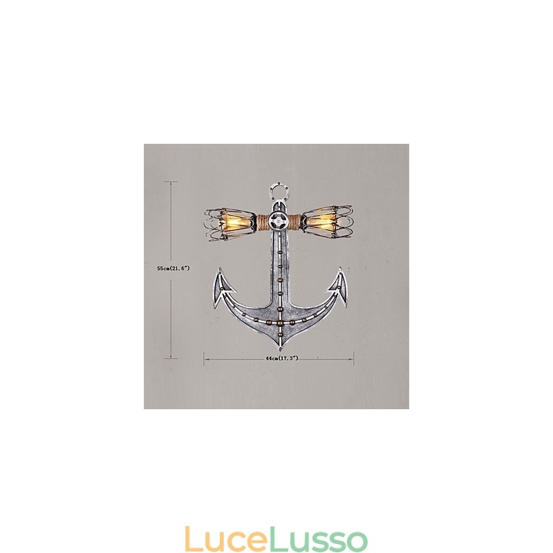 Applique da parete vintage in legno a forma di ancora per barche, illuminazione creativa per ristoranti, bar e caffè