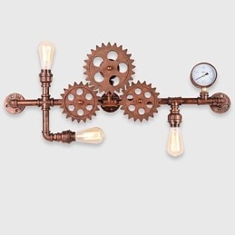 Applique da parete vintage in tubo industriale, forma di elmo in legno, luci girevoli creative, illuminazione decorativa per ristoranti, bar e caffetterie