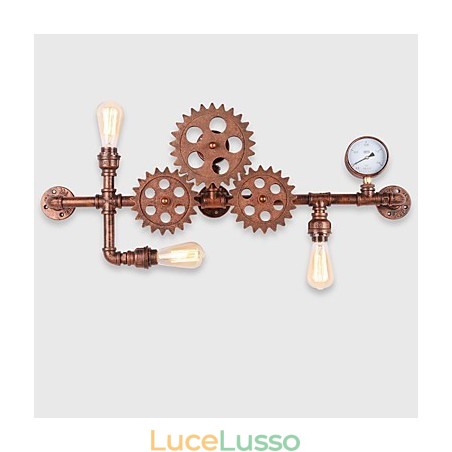 Applique da parete vintage in tubo industriale, forma di elmo in legno, luci girevoli creative, illuminazione decorativa per ristoranti, bar e caffetterie Applique da parete vintage in tubo industriale, forma di elmo in legno, luci girevoli creative, illuminazione decorativa per ristoranti, bar e caffetterie