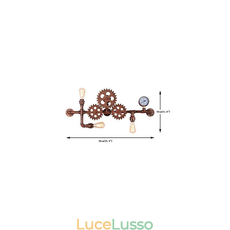 Applique da parete vintage in tubo industriale, forma di elmo in legno, luci girevoli creative, illuminazione decorativa per ristoranti, bar e caffetterie