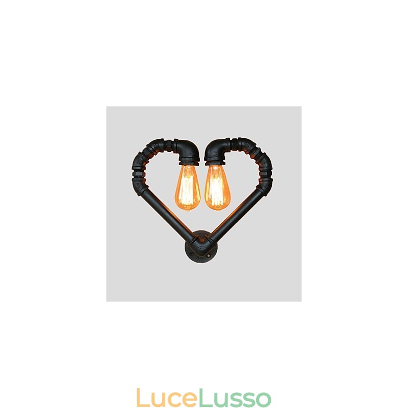 Vintage Water Pipe Lovering Heart Creative Applique da parete Industriale Soggiorno Ristorante Bar Caffetteria Decorazione Applique da parete