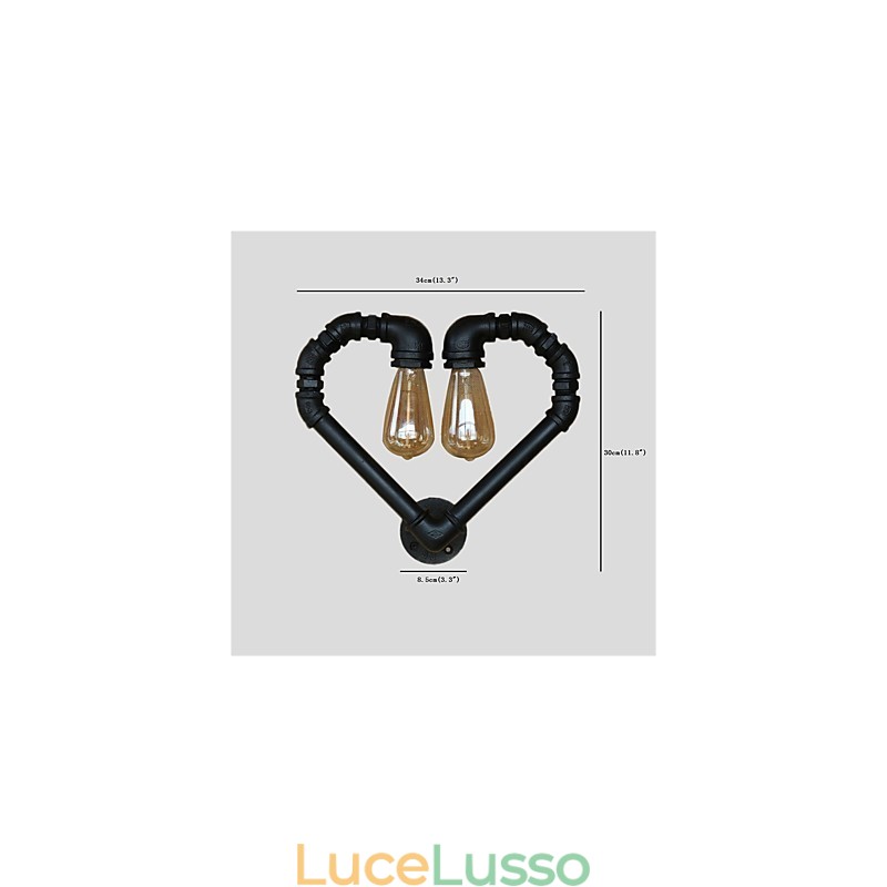 Vintage Water Pipe Lovering Heart Creative Applique da parete Industriale Soggiorno Ristorante Bar Caffetteria Decorazione Applique da parete