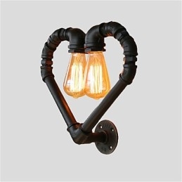 Vintage Water Pipe Lovering Heart Creative Applique da parete Industriale Soggiorno Ristorante Bar Caffetteria Decorazione Applique da parete