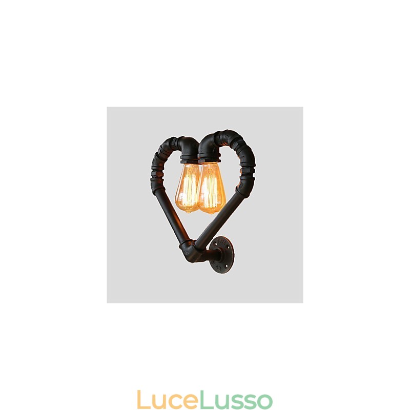 Vintage Water Pipe Lovering Heart Creative Applique da parete Industriale Soggiorno Ristorante Bar Caffetteria Decorazione Applique da parete