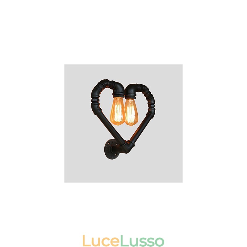 Vintage Water Pipe Lovering Heart Creative Applique da parete Industriale Soggiorno Ristorante Bar Caffetteria Decorazione Applique da parete