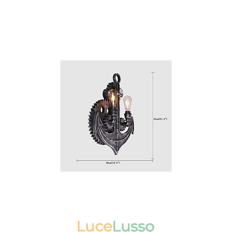 Applique da parete vintage industriali in legno a forma di ingranaggio luci girevoli creative illuminazione decorativa per ristoranti, bar e caffetterie