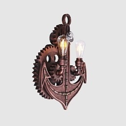 Applique da parete vintage industriali in legno a forma di ingranaggio luci girevoli creative illuminazione decorativa per ristoranti, bar e caffetterie
