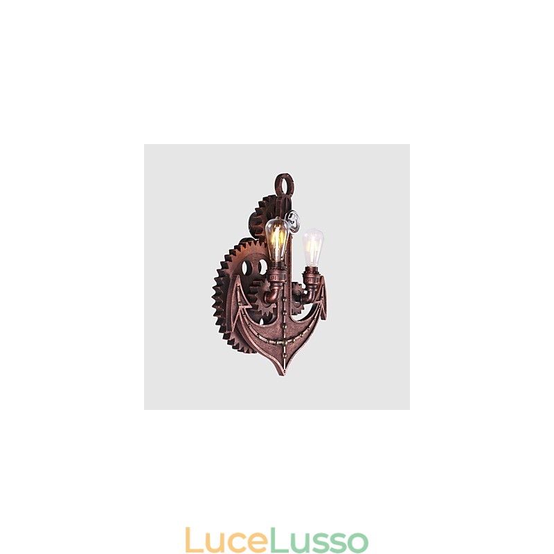 Applique da parete vintage industriali in legno a forma di ingranaggio luci girevoli creative illuminazione decorativa per ristoranti, bar e caffetterie