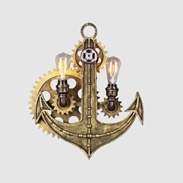 Applique da parete vintage industriali in legno a forma di ingranaggio luci girevoli creative illuminazione decorativa per ristoranti, bar e caffetterie