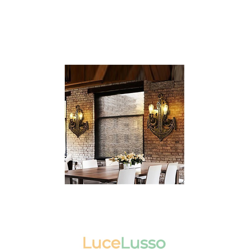 Applique da parete vintage industriali in legno a forma di ingranaggio luci girevoli creative illuminazione decorativa per ristoranti, bar e caffetterie