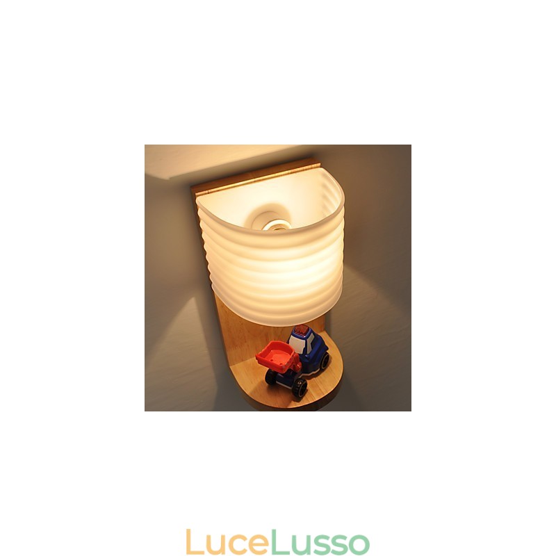 Lampada da parete semplice Lampada da comodino con paralume in vetro e legno massello per camera da letto Cassettiera Soggiorno Cameretta per bambini Dormitorio universitario Tavolino da caffè Libreria