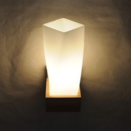 Lampada da parete semplice Lampada da comodino con paralume in vetro e legno massello per camera da letto Cassettiera Soggiorno Cameretta per bambini Dormitorio universitario Tavolino da caffè Libreria