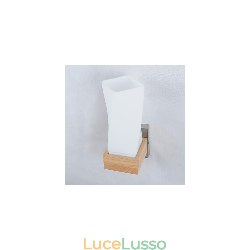 Lampada da parete semplice Lampada da comodino con paralume in vetro e legno massello per camera da letto Cassettiera Soggiorno Cameretta per bambini Dormitorio universitario Tavolino da caffè Libreria