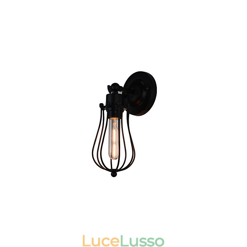 Lampada da parete in acciaio verniciato, decorazione da caffè americano nero opaco, lampada da parete retrò, lampada a spada laser sulla parete