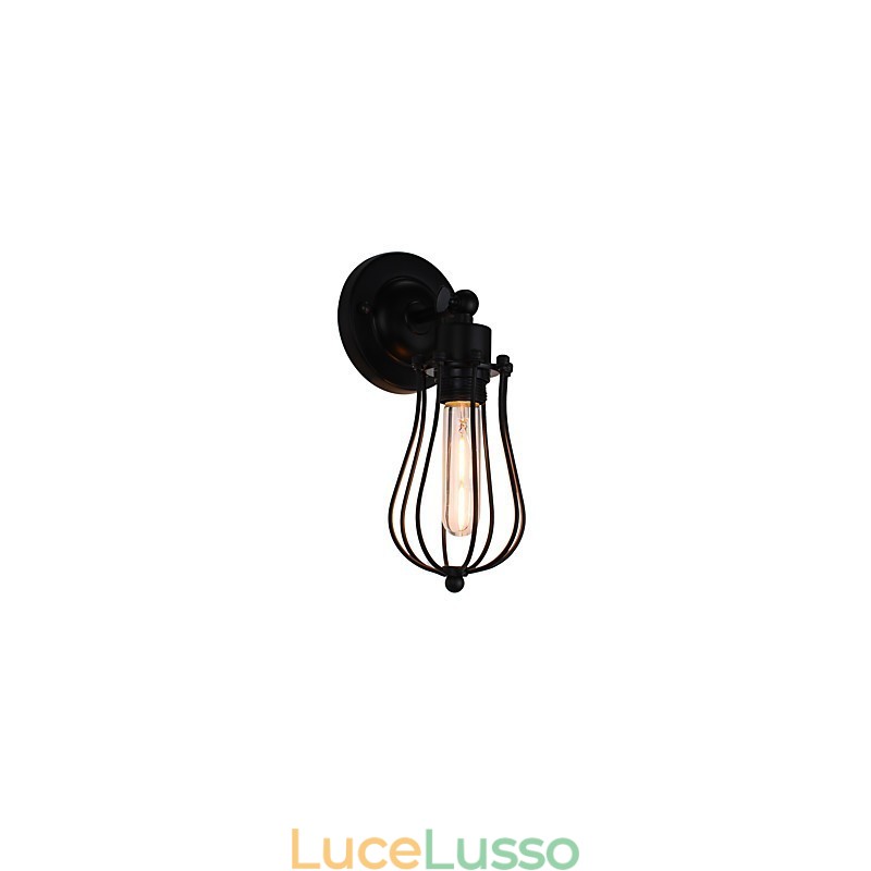 Lampada da parete in acciaio verniciato, decorazione da caffè americano nero opaco, lampada da parete retrò, lampada a spada laser sulla parete