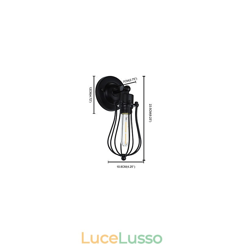 Lampada da parete in acciaio verniciato, decorazione da caffè americano nero opaco, lampada da parete retrò, lampada a spada laser sulla parete
