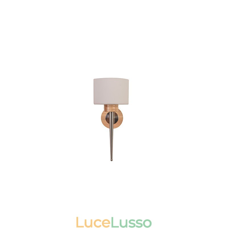 Lampada da parete semplice, lampada da comodino con paralume in vetro e legno massello per camera da letto, comò, soggiorno, cameretta per bambini