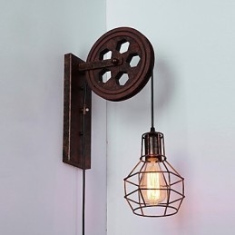 Lampada da parete in ferro retrò industriale Lampada da parete con puleggia di sollevamento di personalità creativa