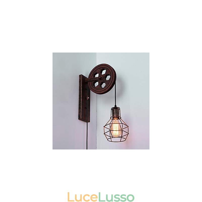 Lampada da parete in ferro retrò industriale Lampada da parete con puleggia di sollevamento di personalità creativa