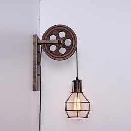 Lampada da parete in ferro retrò industriale Lampada da parete con puleggia di sollevamento di personalità creativa