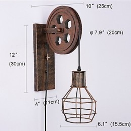 Lampada da parete in ferro retrò industriale Lampada da parete con puleggia di sollevamento di personalità creativa