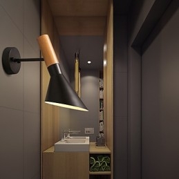 Applique da parete in metallo effetto legno in stile nord Europa, angolo di luce regolabile per soggiorno e ristorante
