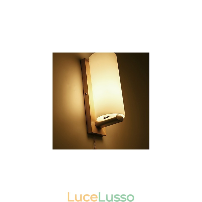 Novità Country Feature per Mini Style Protezione degli occhi Luce ambientale Applique da parete Lampada da parete Lampada da comodino in legno di ceppo