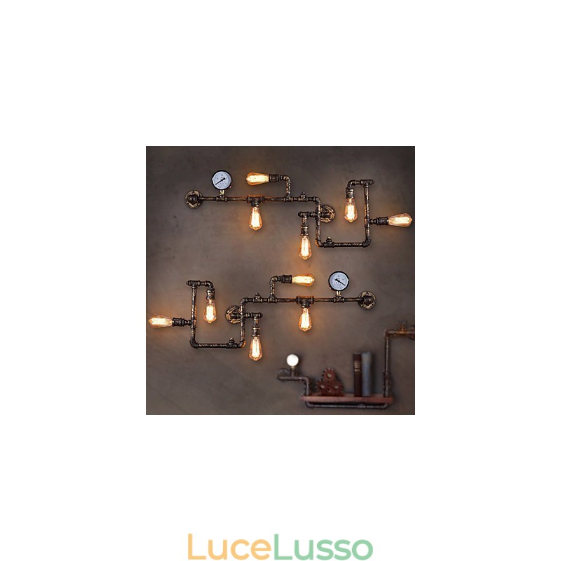 Loft Industrial Wall Lights Antique Edison Wall Lights con lampadine Vintage Pipe Wall Lamp per l'illuminazione del soggiorno
