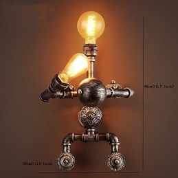 Applique da parete per tubi dell'acqua Loft Stile retrò industriale Design creativo per robot Ristorante in metallo Bar caffetteria Tavolo da bar Applique da parete