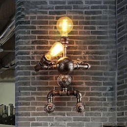 Applique da parete per tubi dell'acqua Loft Stile retrò industriale Design creativo per robot Ristorante in metallo Bar caffetteria Tavolo da bar Applique da parete