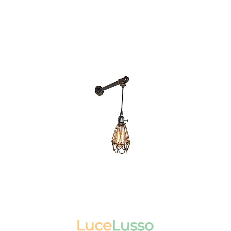 Lampada da parete vintage Loft ristorante bar corridoio bar lampada da parete in gabbia di ferro industria illuminazione con tubi di ferro