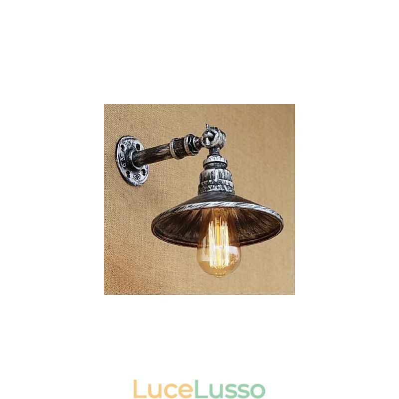 Lampada da parete in stile industriale con tubo dell'acqua nordico, luce da parete in argento