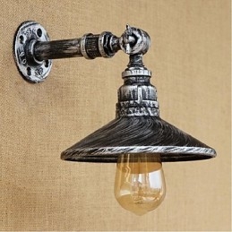 Lampada da parete in stile industriale con tubo dell'acqua nordico, luce da parete in argento