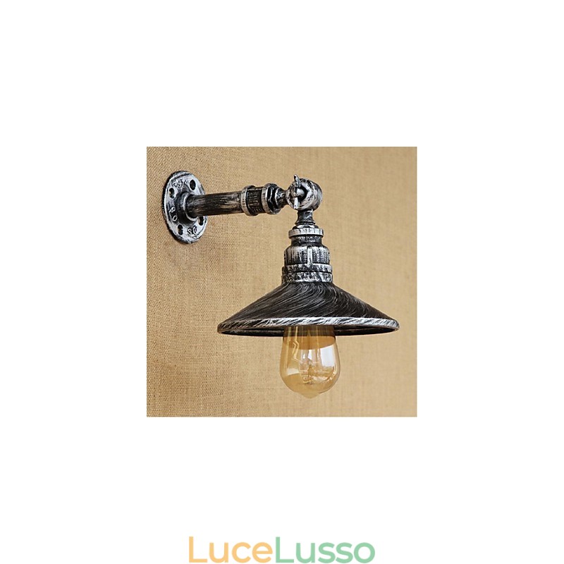 Lampada da parete in stile industriale con tubo dell'acqua nordico, luce da parete in argento
