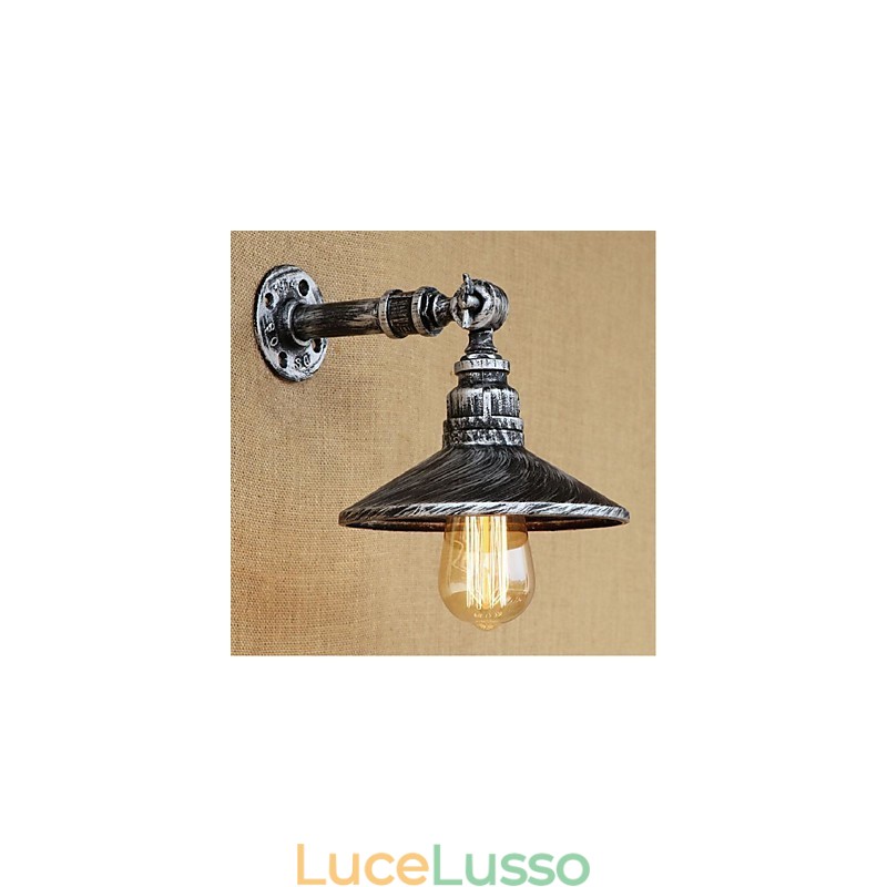Lampada da parete in stile industriale con tubo dell'acqua nordico, luce da parete in argento