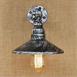 Lampada da parete in stile industriale con tubo dell'acqua nordico, luce da parete in argento