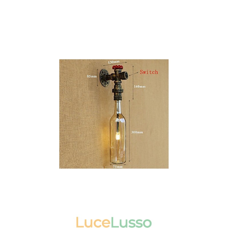 Lampada da parete con interruttore color ambra
