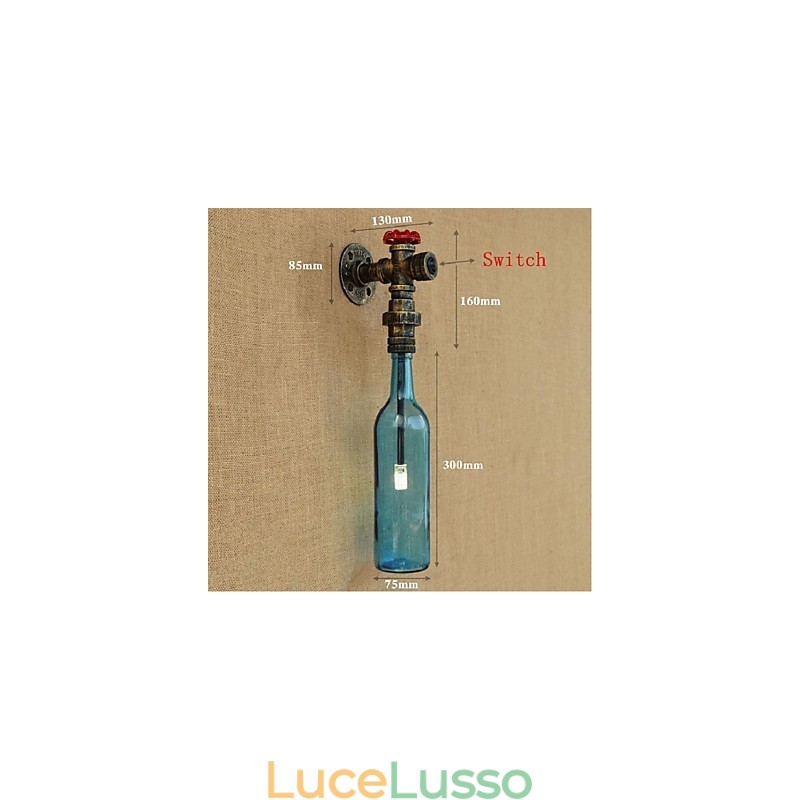 Interruttore a parete con lampada da parete a forma di bottiglia di tubo dell'acqua