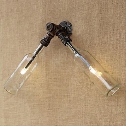 Retro American Village Creative Industry Wind Designer Lampada da parete con bottiglia d'acqua Lampada da parete blu trasparente