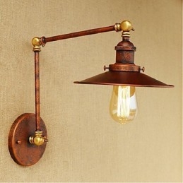 Applique da parete pieghevole retrattile retrò nostalgica industriale a braccio lungo, mezza arrugginita