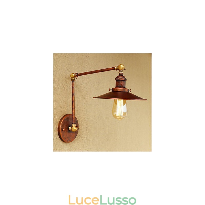 Applique da parete pieghevole retrattile retrò nostalgica industriale a braccio lungo, mezza arrugginita