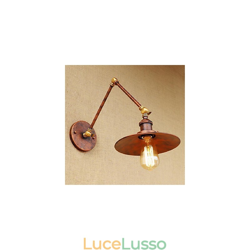 Applique da parete pieghevole retrattile retrò nostalgica industriale a braccio lungo, mezza arrugginita