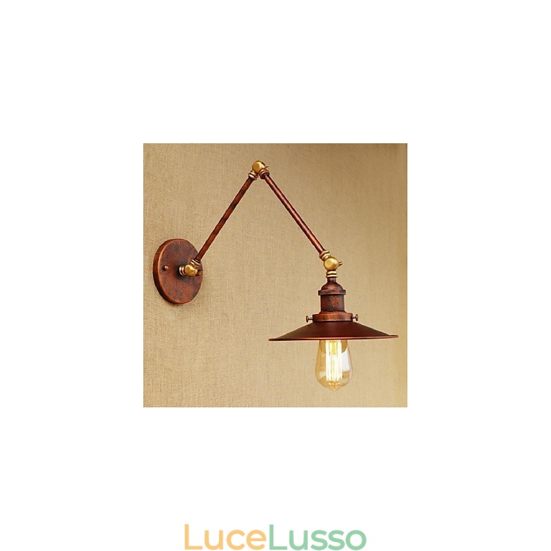 Applique da parete pieghevole retrattile retrò nostalgica industriale a braccio lungo, mezza arrugginita