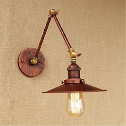 Applique da parete pieghevole retrattile retrò nostalgica industriale a braccio lungo, mezza arrugginita
