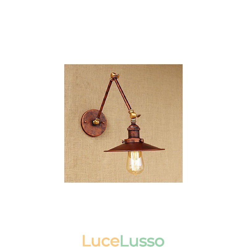 Applique da parete pieghevole retrattile retrò nostalgica industriale a braccio lungo, mezza arrugginita