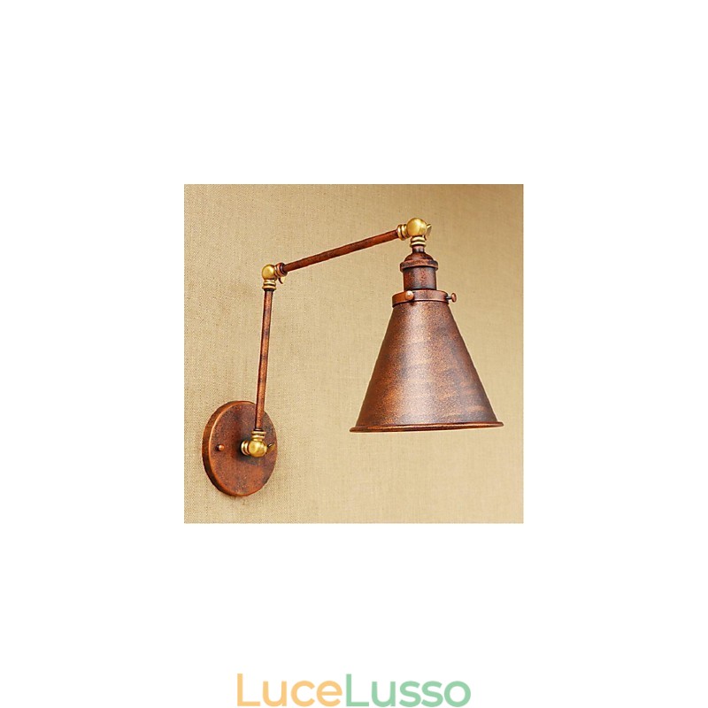 Applique da parete pieghevole retrattile creativa retrò nostalgica a braccio lungo, mezza ruggine
